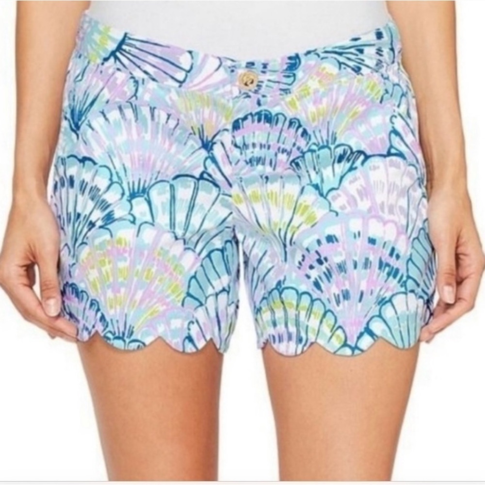 Lilly Pulitzer Shorts Size 6 Buttercup Multicolor Seashell Print Scalloped Hem - Picture 3 of 11